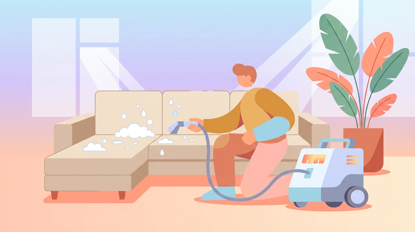 Nettoyage en profondeur d'un canapé en tissu avec injection-extraction